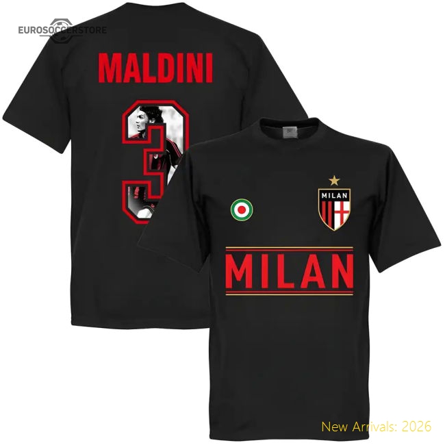 AC Milan Maldini 3 Gallery Team T-Shirt - Black-Football Shirts Shop