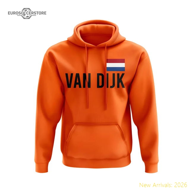 Van Dijk Holland Name Hoody (Orange)-Football Shirts Shop