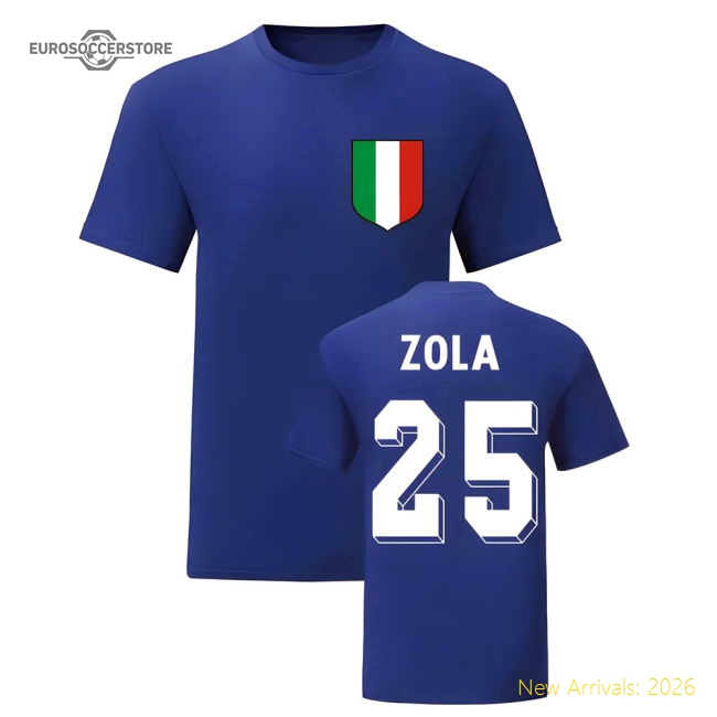 Gianfranco Zola Italy National Hero Tee\'s (Blue)-Football Shirts Shop