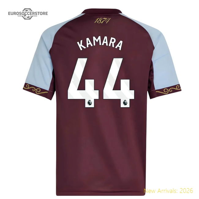 2025-2026 Aston Villa Home Shirt (Kids) (Kamara 44)-Football Shirts Shop