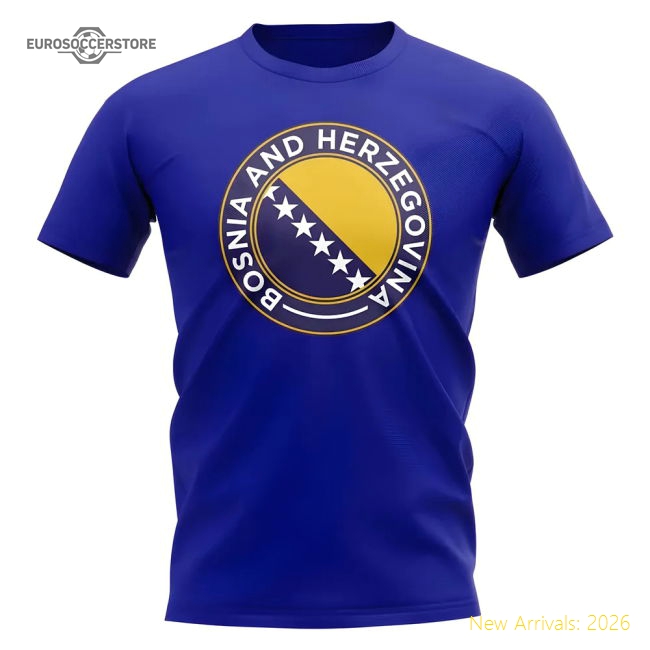 Bosnia and Herzegovina Football Badge T-Shirt (Royal)-Football Shirts Shop