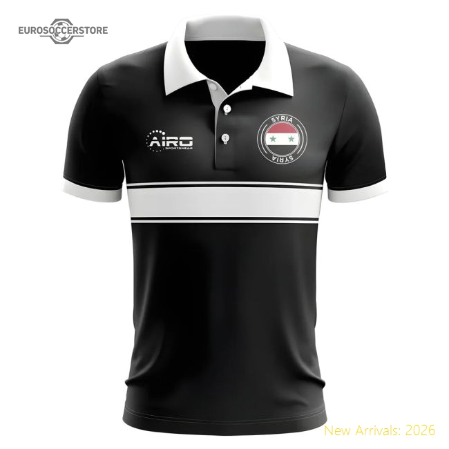 Syria Concept Stripe Polo Shirt (Black)-Football Shirts Shop