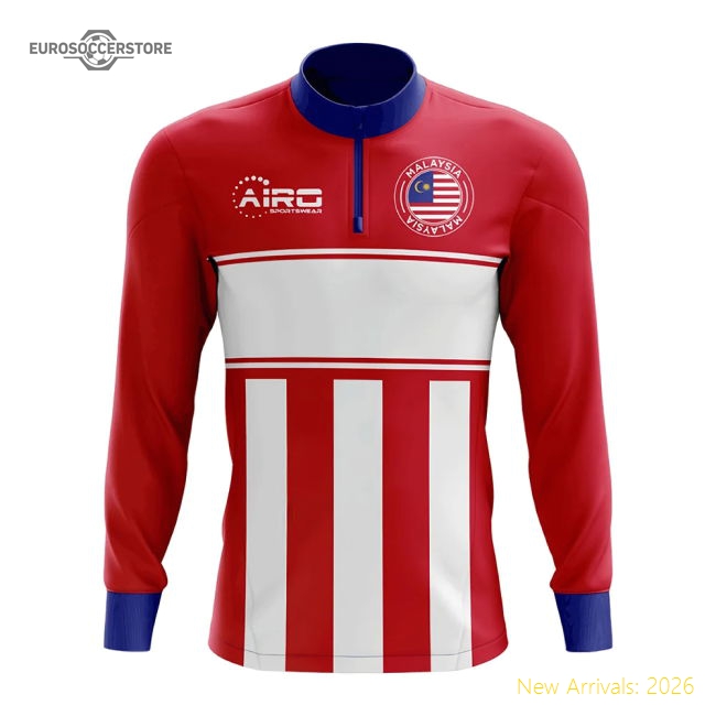 Malaysia Concept Football Half Zip Midlayer Top (Red-White)-Football Shirts Shop