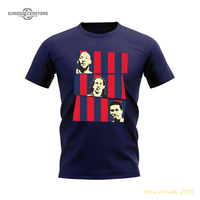 Anelka Ronaldinho Okocha PSG T-Shirt (Navy)-Football Shirts Shop
