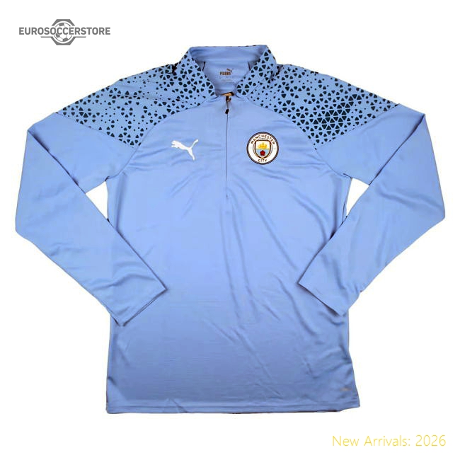 2023-2024 Man City Training Half Zip Top Pro (Light Blue)-Football Shirts Shop