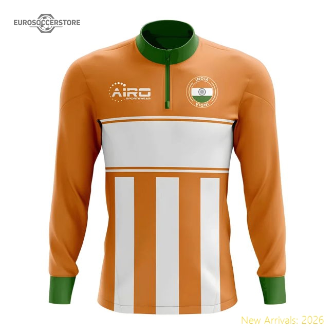 India Concept Football Half Zip Midlayer Top (Orange-White)-Football Shirts Shop