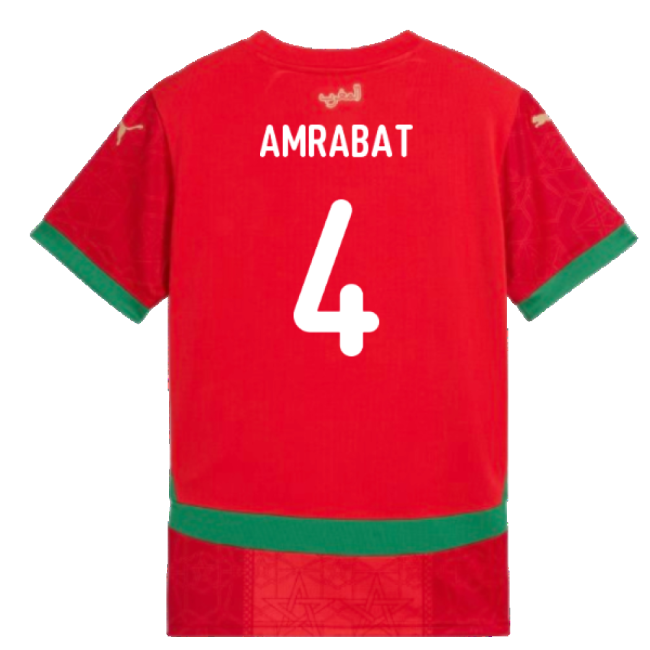 2024-2025 Morocco Home Shirt (Kids) (Amrabat 4)-Football Shirts Shop