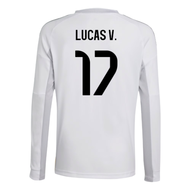 2025-2026 Real Madrid Long Sleeve Home Shirt (Kids) (Lucas V. 17)-Football Shirts Shop
