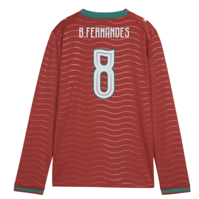 2026-2027 Portugal Long Sleeve Home Shirt (Kids) (B.Fernandes 8)-Football Shirts Shop