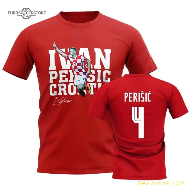 Ivan Perisic Croatia Player Tee (Red)-Football Shirts Shop