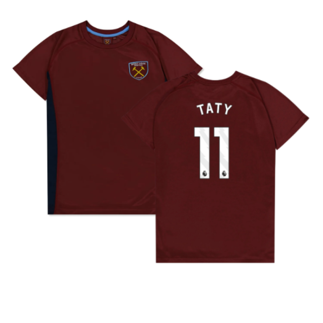 West Ham United Poly T-Shirt (Claret/Blue) - Kids (Taty 11)-Football Shirts Shop
