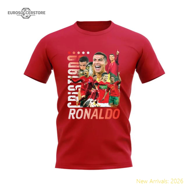 Cristiano Ronaldo Bootleg T-Shirt (Red)-Football Shirts Shop