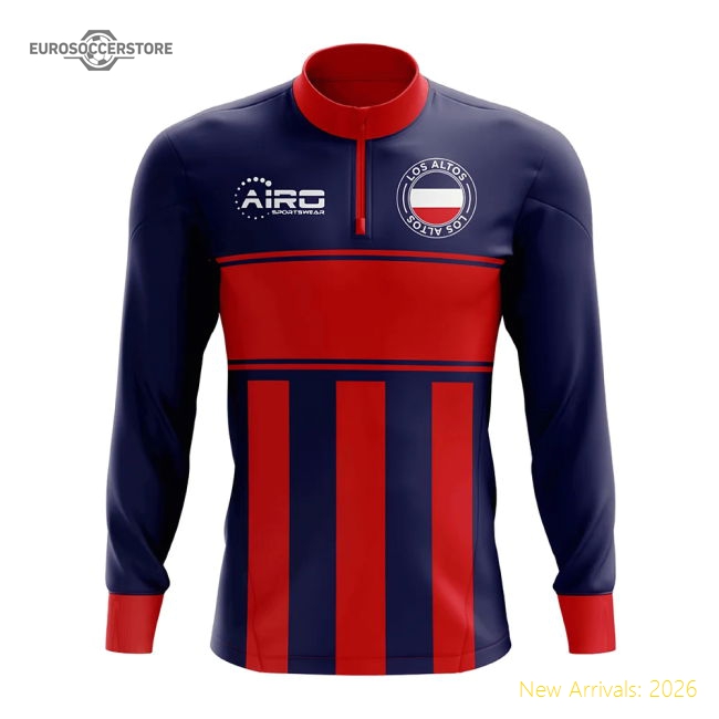 Los Altos Concept Football Half Zip Midlayer Top (Blue-Red)-Football Shirts Shop