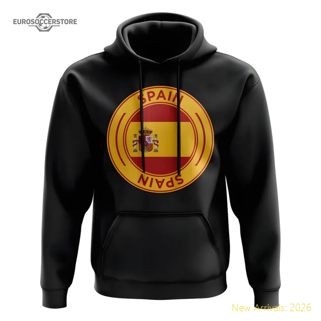 Spain Football Badge Hoodie (Black)-Football Shirts Shop