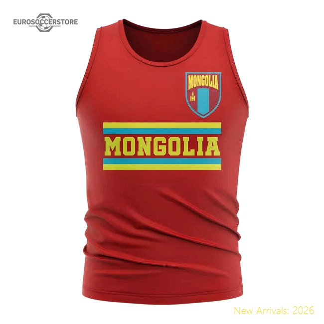Mongolia Core Football Country Sleeveless Tee (Red)-Football Shirts Shop