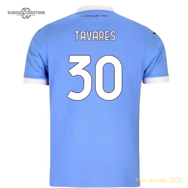 2025-2026 Lazio Home Shirt (Kids) (Tavares 30)-Football Shirts Shop