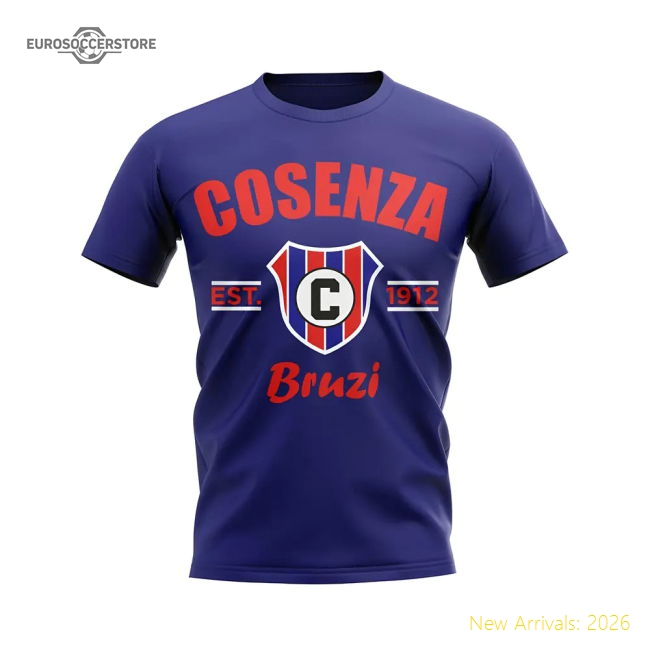 Cosenza Established Football T-Shirt (Navy)-Football Shirts Shop