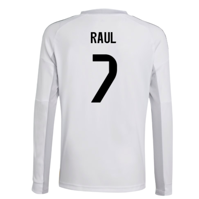 2025-2026 Real Madrid Long Sleeve Home Shirt (Kids) (Raul 7)-Football Shirts Shop