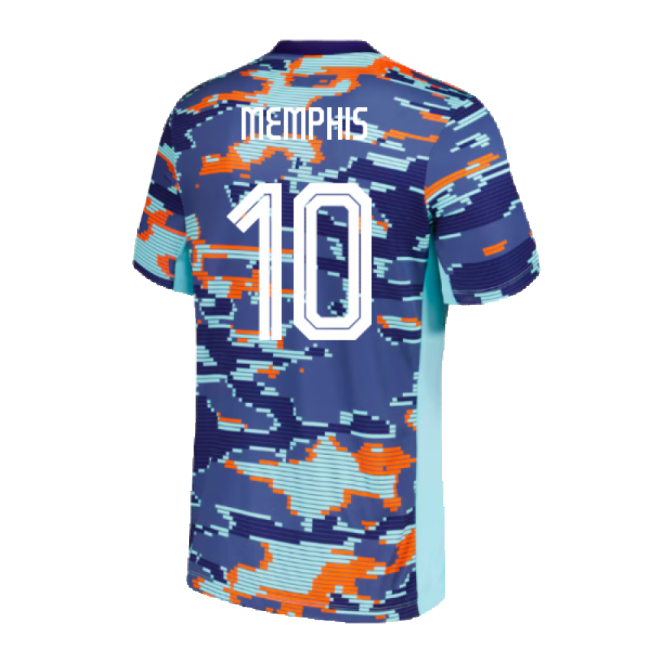 2024-2025 Netherlands Pre-Match Training Shirt (Blue) - Kids (Memphis 10)-Football Shirts Shop
