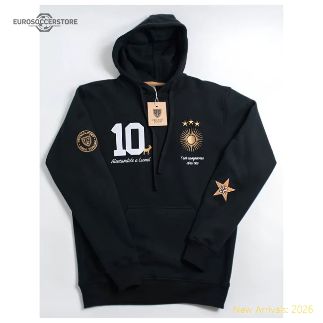 Argentina Messi Hoodie El Sol GOAT (Black)-Football Shirts Shop