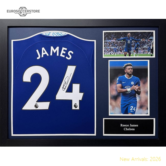 Chelsea FC James Signed Shirt (Framed)-Football Shirts Shop