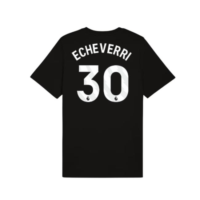 2025-2026 Man City FtblESS Tee (Black) (Echeverri 30)-Football Shirts Shop
