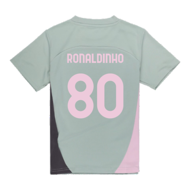 2024-2025 AC Milan Training Shirt (Green Fog) - Kids (Ronaldinho 80)-Football Shirts Shop