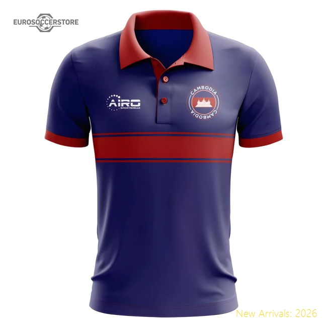 Cambodia Concept Stripe Polo Shirt (Royal)-Football Shirts Shop