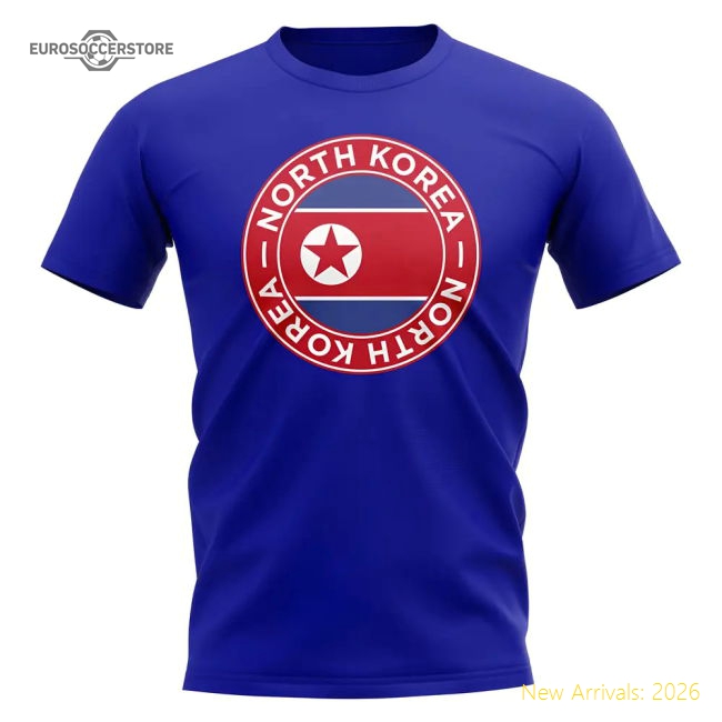 North Korea Football Badge T-Shirt (Royal)-Football Shirts Shop