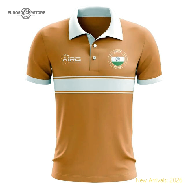 India Concept Stripe Polo Shirt (Orange)-Football Shirts Shop