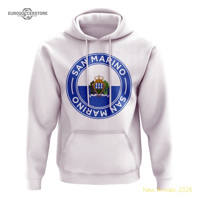 San Marino Football Badge Hoodie (White)-Football Shirts Shop