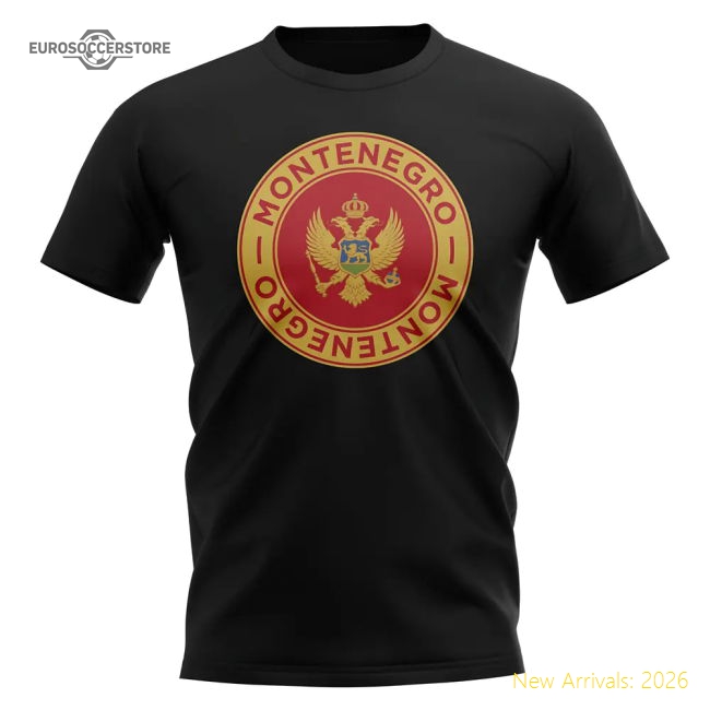 Montenegro Football Badge T-Shirt (Black)-Football Shirts Shop