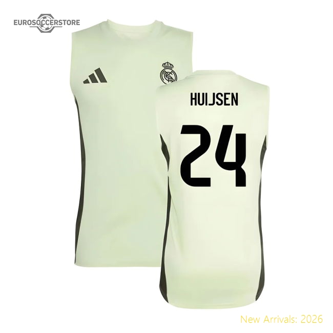 2025-2026 Real Madrid Sleeveless Training Jersey (Almost Lime) (Huijsen 24)-Football Shirts Shop