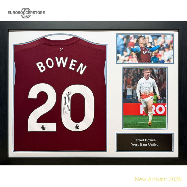 West Ham United FC Bowen Signed Shirt (Framed)-Football Shirts Shop