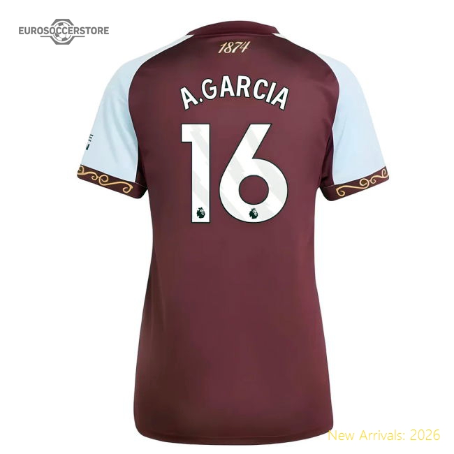 2025-2026 Aston Villa Home Shirt (Womens) (A.Garcia 16)-Football Shirts Shop