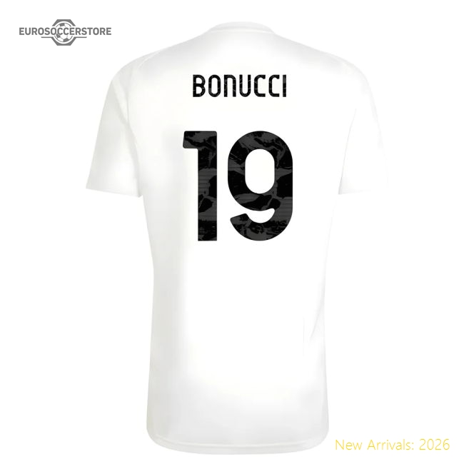 2025-2026 Juventus Training Tee (White) (Bonucci 19)-Football Shirts Shop