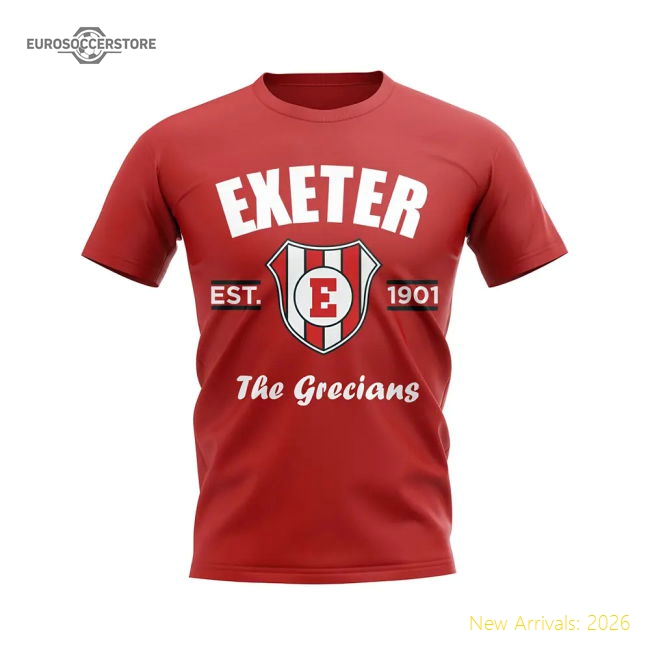Exeter Established Football T-Shirt (Red)-Football Shirts Shop