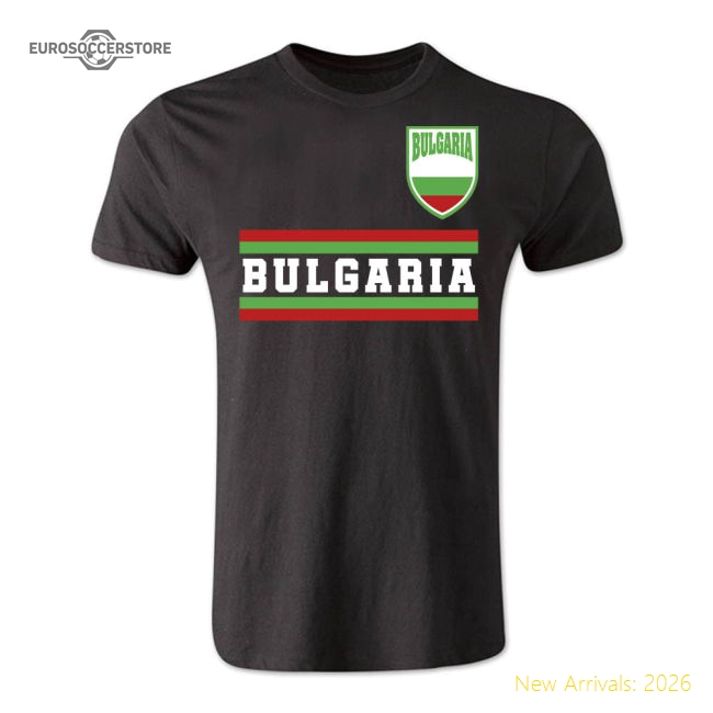 Bulgaria Core Football Country T-Shirt (Black)-Football Shirts Shop