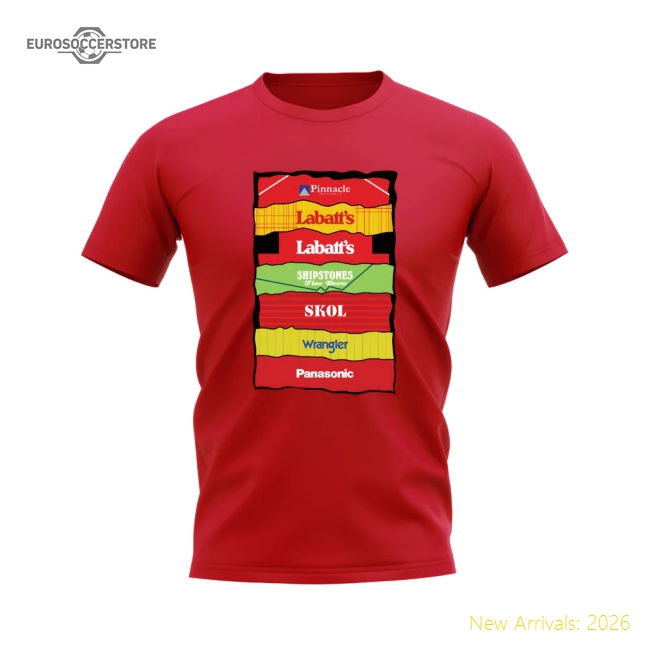 Nottingham Forest Shirt Sponsor History T-shirt (Red)-Football Shirts Shop