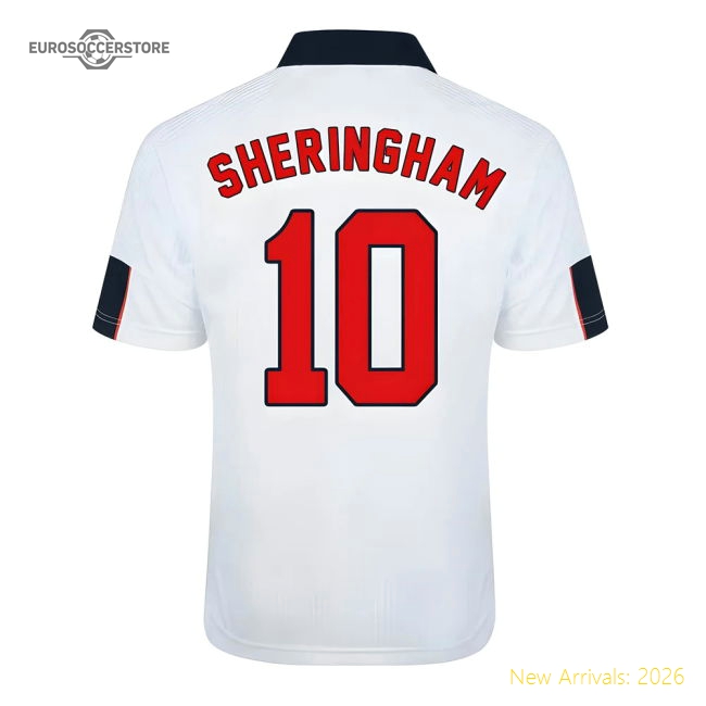 Score Draw England World Cup 1998 Home Shirt (Sheringham 10)-Football Shirts Shop
