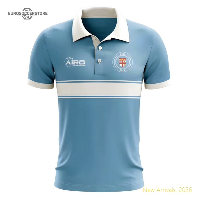 Fiji Concept Stripe Polo Shirt (Sky)-Football Shirts Shop