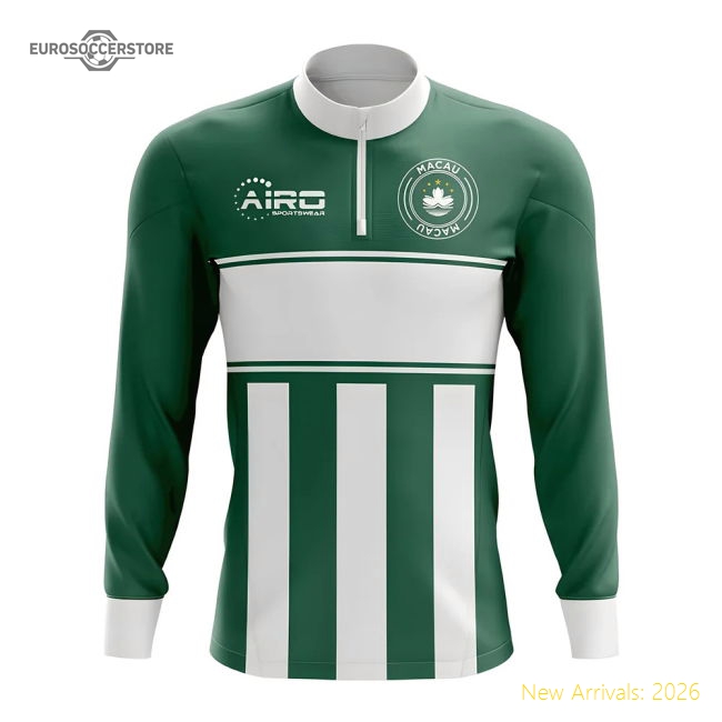 Macau Concept Football Half Zip Midlayer Top (Green-White)-Football Shirts Shop