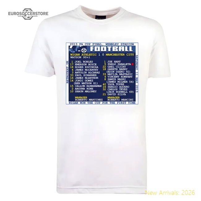 2013 FA Cup Final (Wigan Athletic) Retrotext T-shirt - White-Football Shirts Shop