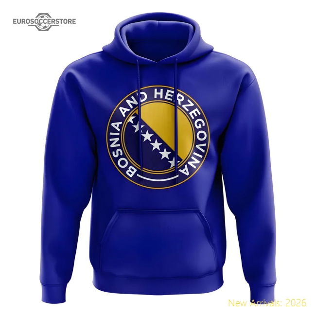 Bosnia and Herzegovina Football Badge Hoodie (Royal)-Football Shirts Shop