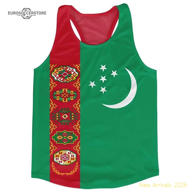 Turkmenistan Flag Running Vest-Football Shirts Shop