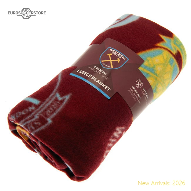 West Ham United FC Historic Crests Fleece Blanket-Football Shirts Shop