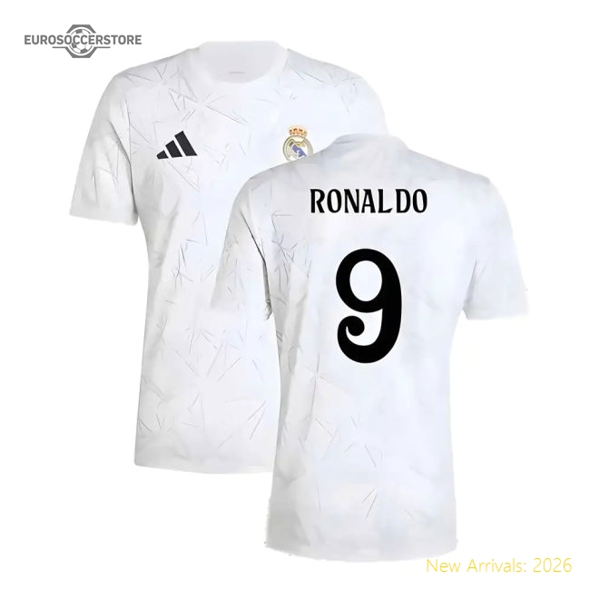 2024-2025 Real Madrid Pre-Match Shirt (White) (Ronaldo 9)-Football Shirts Shop