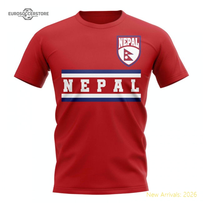 Nepal Core Football Country T-Shirt (Red)-Football Shirts Shop