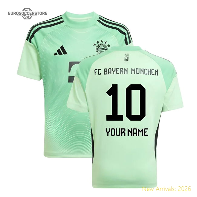 2025-2026 Bayern Munich Home Goalkeeper Shirt (Glory Mint) - Kids (Your Name)-Football Shirts Shop