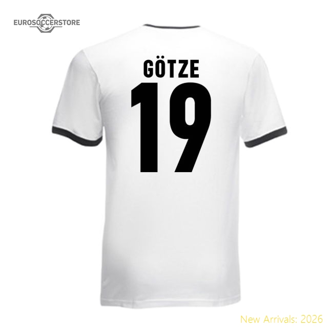Mario Gotze Germany Ringer Tee (white-black)-Football Shirts Shop